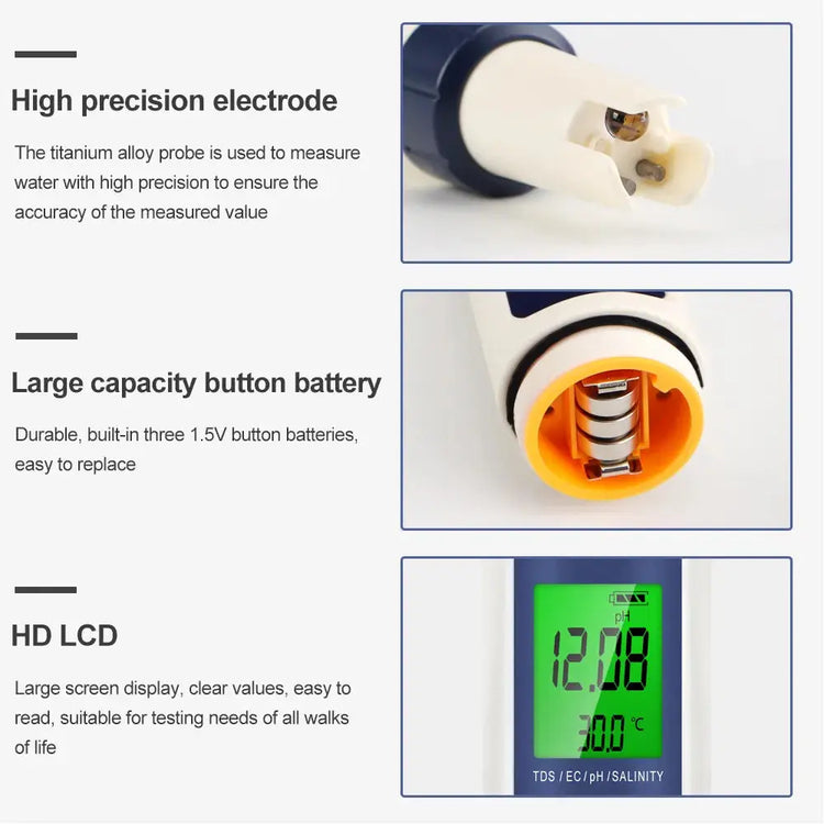 Aquarius Water 5 in 1 Digital Meter TDS EC Salinity TEMP PH Water Tester Aquarius Water