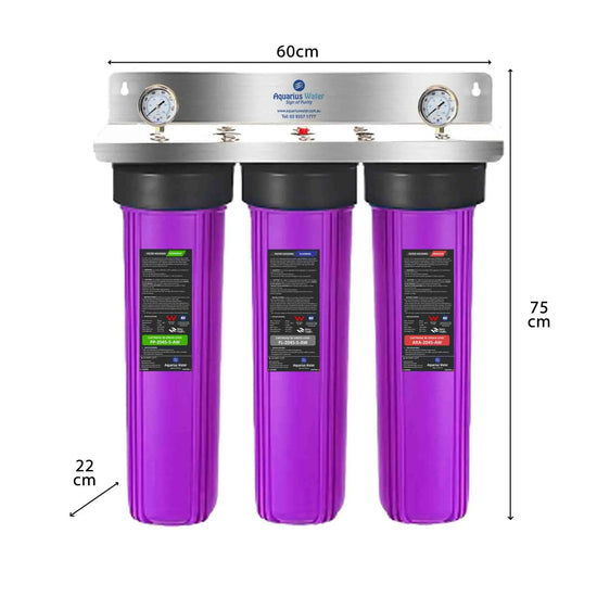Fluoride Removal Whole - House Triple Filtering System 20" x 4.5" - Alkaline World