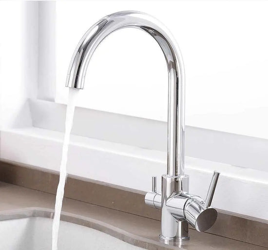 3 Way Mixer Tap Chrome Umbrella Style 360 Rotation Aquarius Water