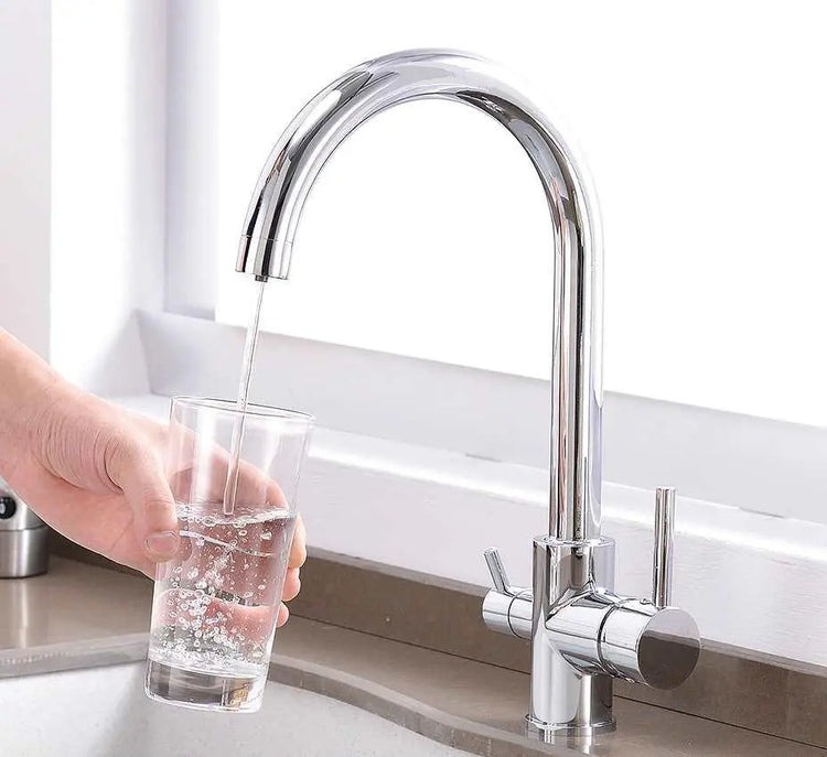 3 Way Mixer Tap Chrome Umbrella Style 360 Rotation Aquarius Water