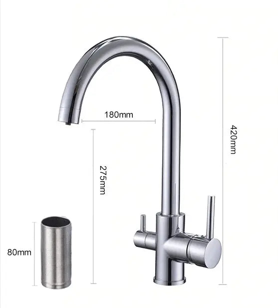 3 Way Mixer Tap Chrome Umbrella Style 360 Rotation Aquarius Water