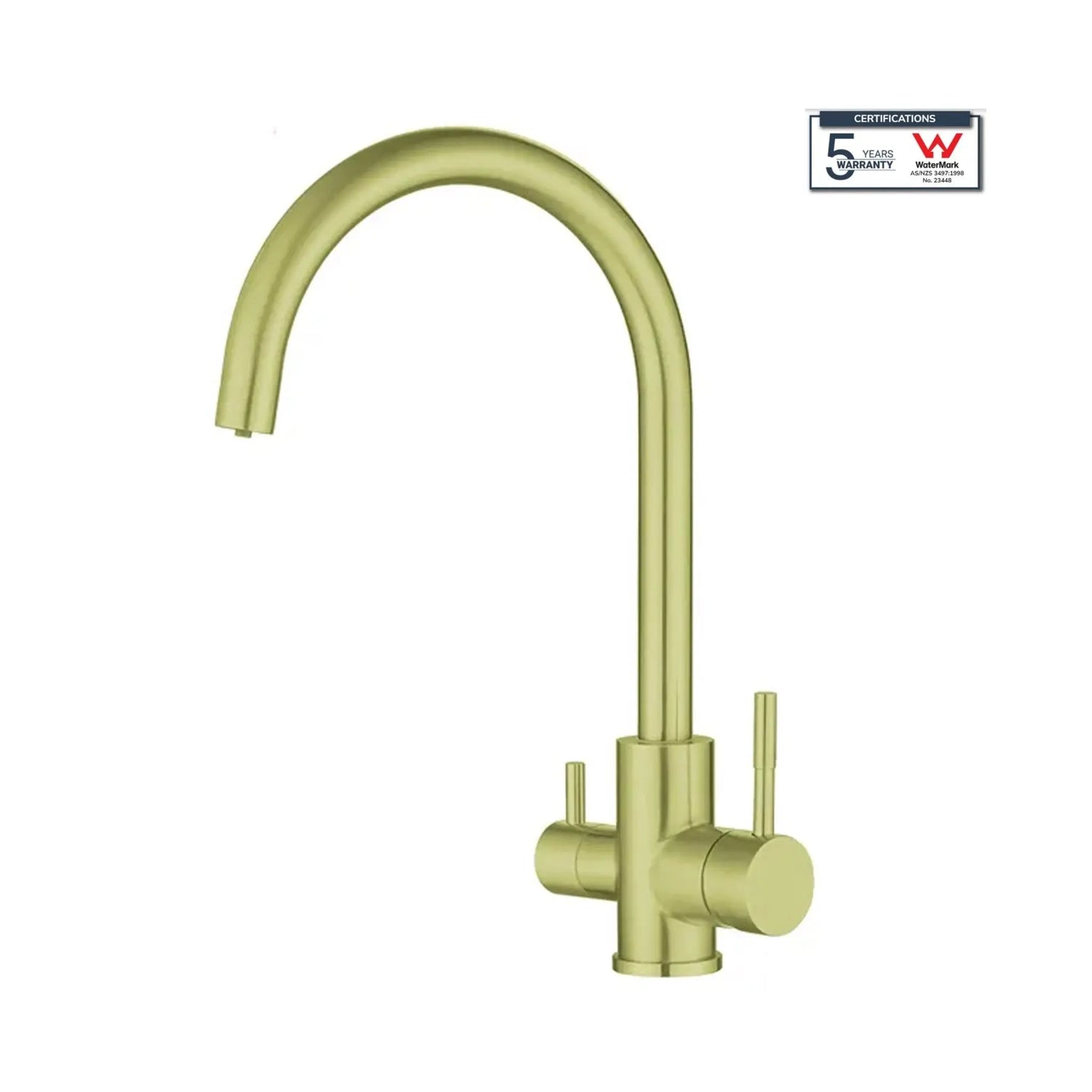 3 Way Mixer Tap Gold Umbrella Style 360 Rotation Aquarius Water