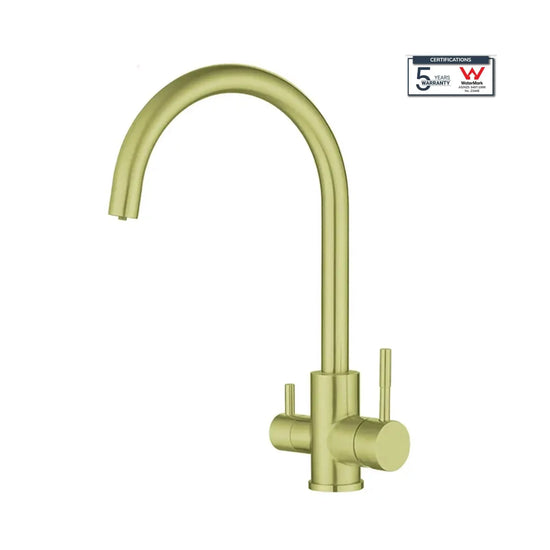 3 Way Mixer Tap Gold Umbrella Style 360 Rotation Aquarius Water