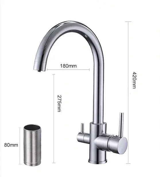 3 Way Mixer Tap Gold Umbrella Style 360 Rotation Aquarius Water