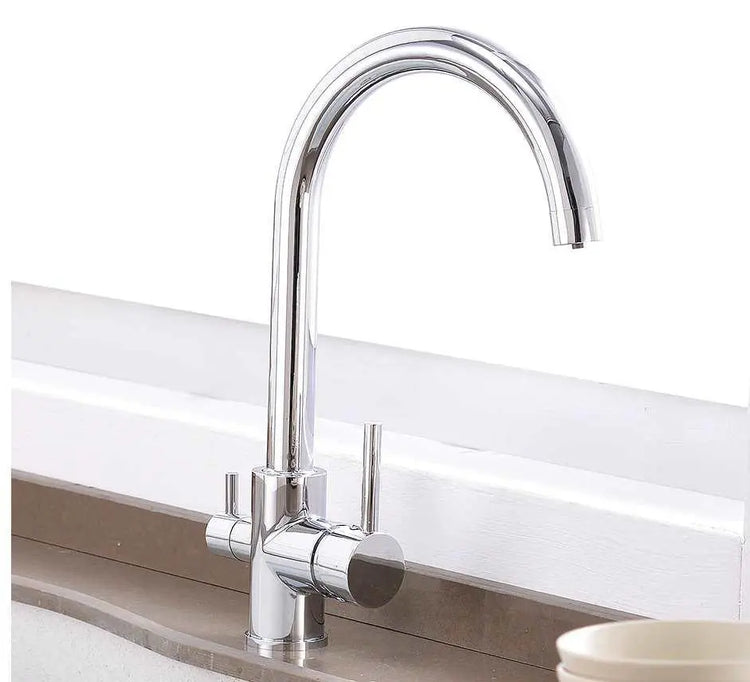 3 Way Mixer Tap Gold Umbrella Style 360 Rotation Aquarius Water