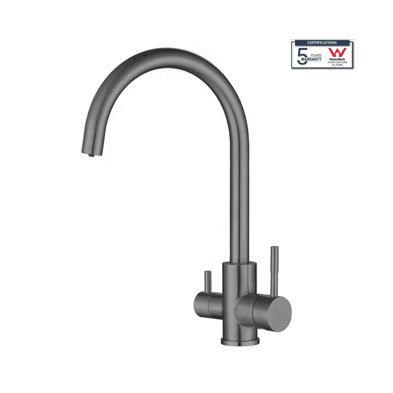 3 Way Mixer Tap Gunmetal Umbrella Style 360 Rotation Aquarius Water