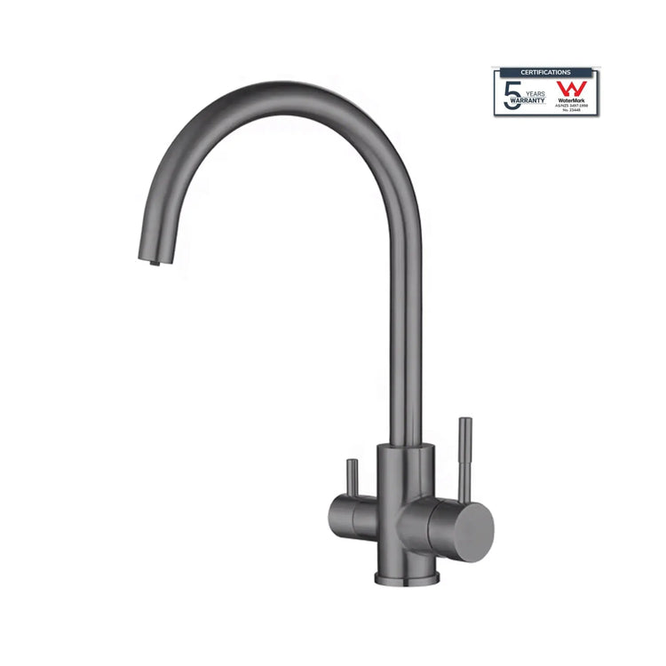 3 Way Mixer Tap Gunmetal Umbrella Style 360 Rotation Aquarius Water