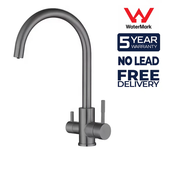 3 Way Mixer Tap Gunmetal Umbrella Style 360 Rotation Aquarius Water