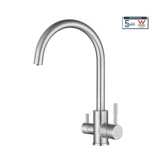 3 Way Mixer Tap Nickel Umbrella Style 360 Rotation Aquarius Water