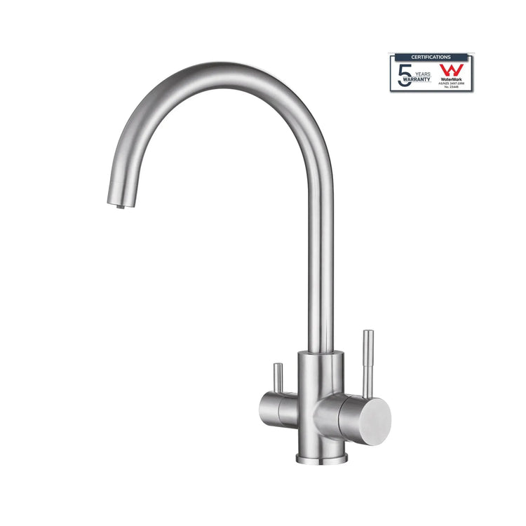 3 Way Mixer Tap Nickel Umbrella Style 360 Rotation Aquarius Water