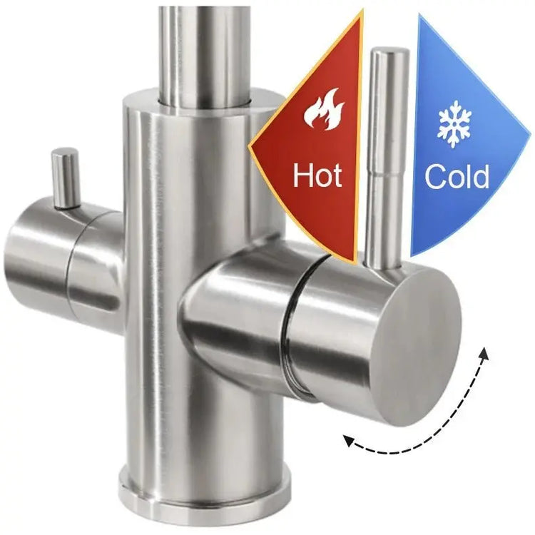 3 Way Mixer Tap Nickel Umbrella Style 360 Rotation Aquarius Water