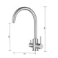 3 Way Mixer Tap Nickel Umbrella Style 360 Rotation Aquarius Water