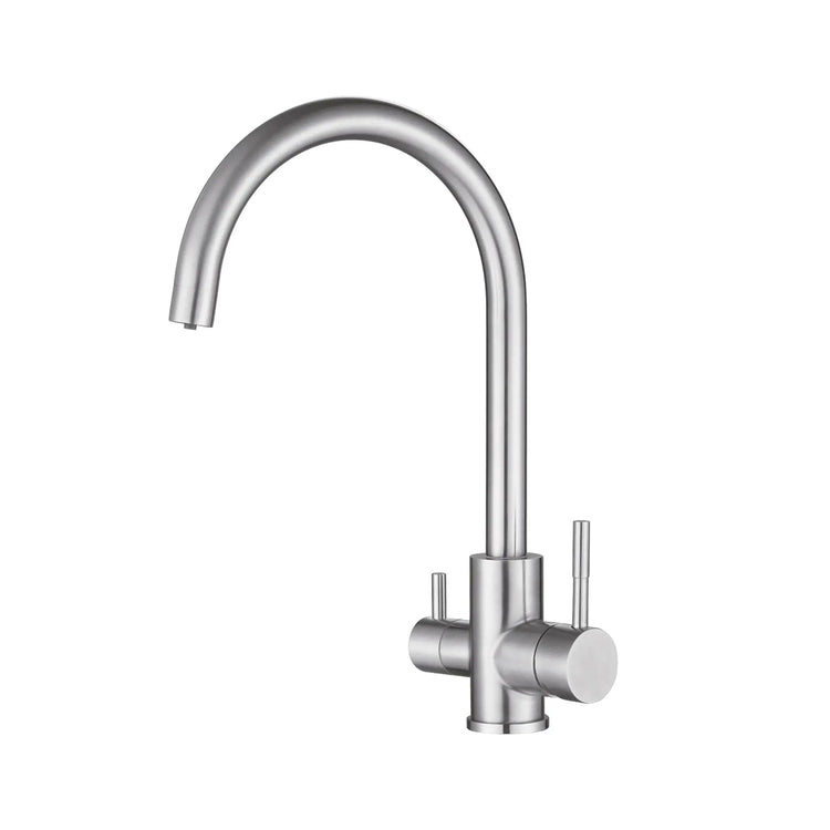 3 Way Mixer Tap Nickel Umbrella Style 360 Rotation Aquarius Water