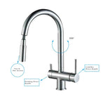 3 Way Mixer Tap Nickel Umbrella Style 360 Rotation + Pull Out Spout Aquarius Water
