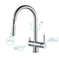 3 Way Mixer Tap Nickel Umbrella Style 360 Rotation + Pull Out Spout Aquarius Water