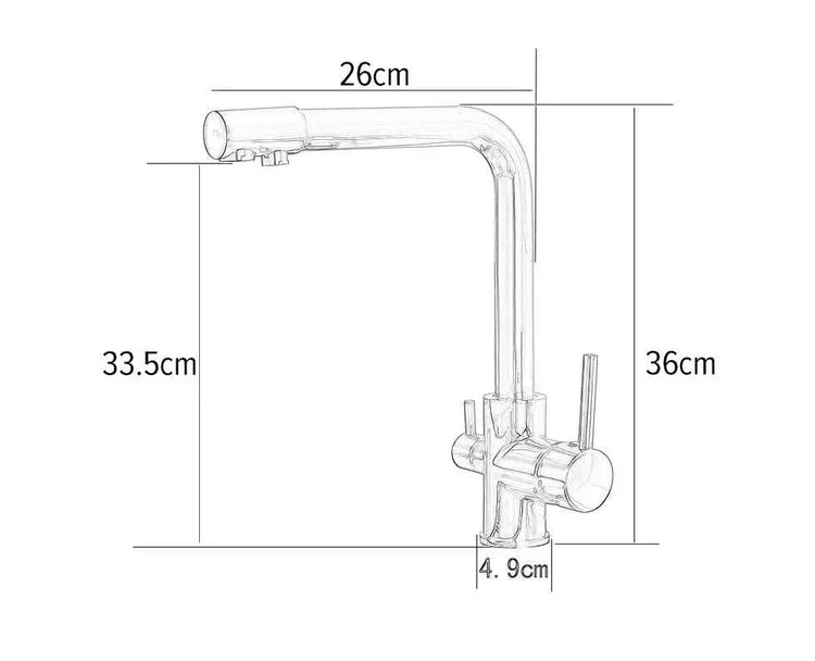 3 way mixer tap Luxury Chrome Brass Kitchen Faucet Dual Handle Aquarius Water