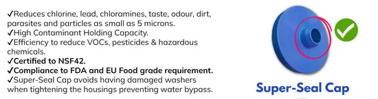 AquaCo 5 Micron Carbon Block Filtere 20" x 4.5" - Alkaline World