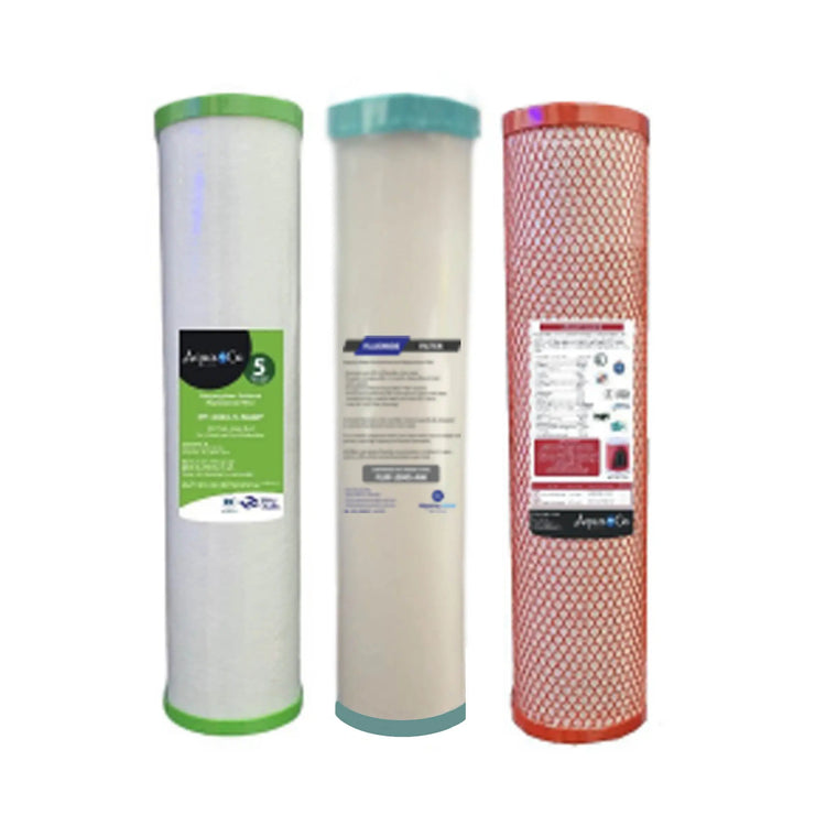 Fluoride Removal Whole-Home Triple Filtering System 20" x 4.5" Aquarius Water
