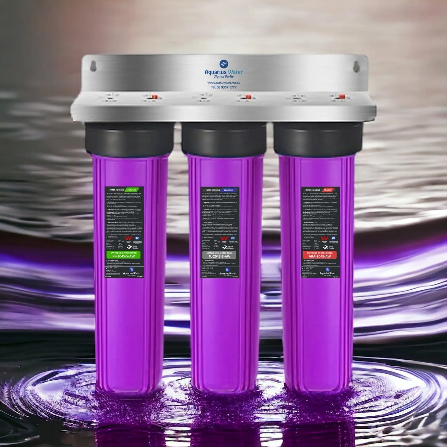 Fluoride Removal Whole-Home Triple Filtering System 20" x 4.5" Aquarius Water