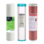 Aquarius three-stage whole house water filtration system with 20 x 4.5 inch cartridges