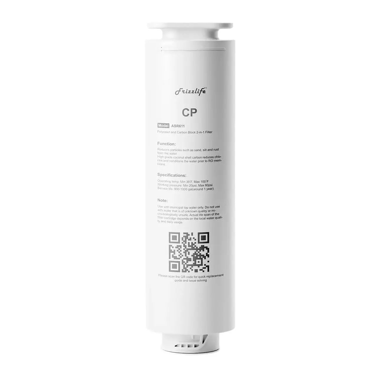 Frizzlife ASR611 Replacement Filter Cartridge For PD1200 (1st Stage) Frizzlife