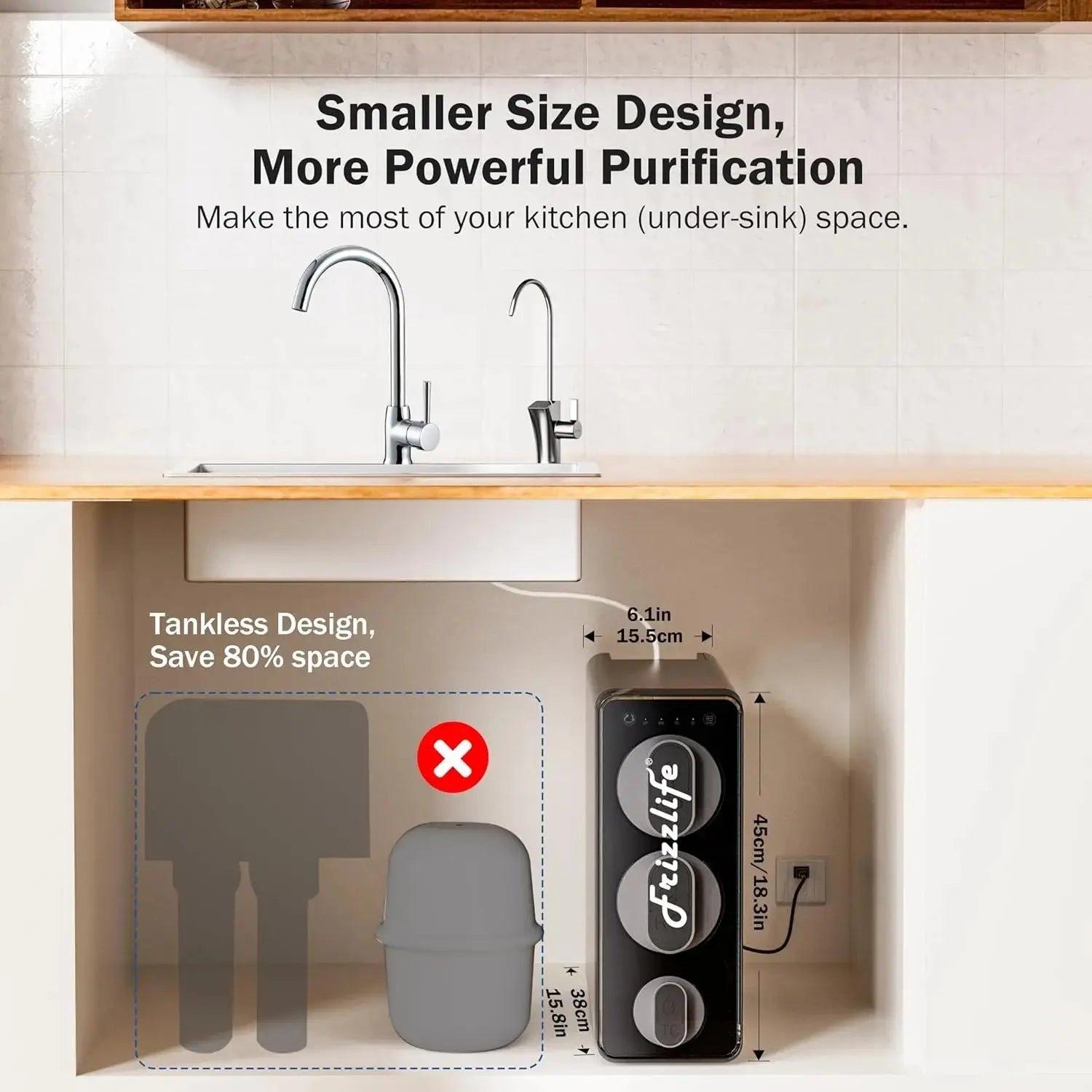 Frizzlife PD1200 Tankless 11-Stage RO Reverse Osmosis Water Filtration System Frizzlife