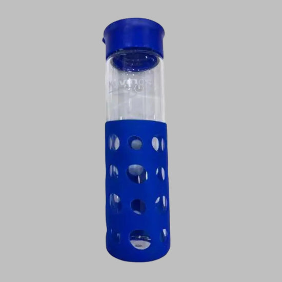 Glass Bottle with Silicon Sleeve 550ml – Blue - Alkaline World