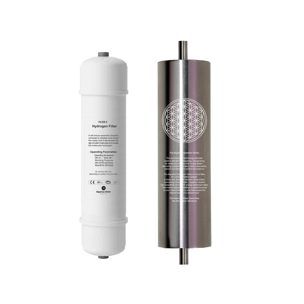 Aquarius Wellness Aquarius Quantum Hydration Module™ showing a sleek, modern hydration device with digital display and water components.