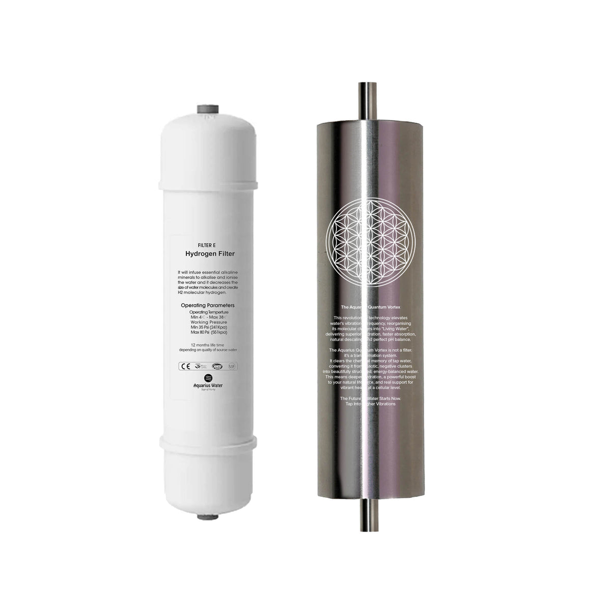 Aquarius Wellness Aquarius Quantum Hydration Module™ showing a sleek, modern hydration device with digital display and water components.