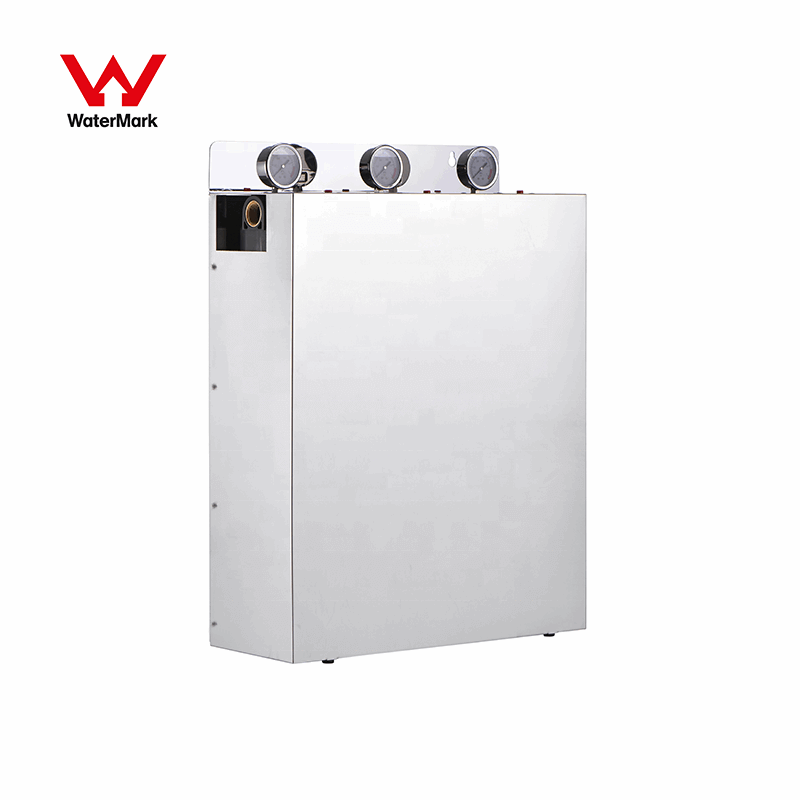 Aquarius Whole House Triple System with stainless steel cover, 20x4.5 inches, standard water filter setup for whole home filtration.
