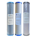 Aquarius Whole House Triple System with stainless steel cover, 20"x4.5", water filtration system for whole home water treatment.