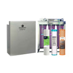 Aquarius Wellness Ultimate Whole House Water Filtration System with alkaline, fluoride, and PFAS removal installed in a home.