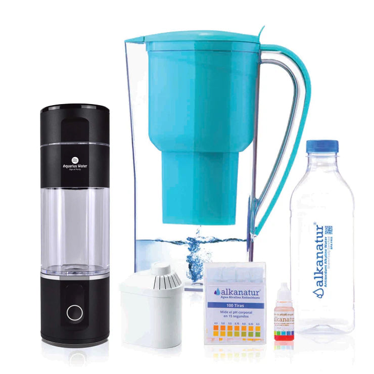 Black Aquarius Water portable hydration pack with a water jug for on-the-go hydration.