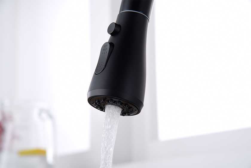 3 Way Mixer Tap with Dual Spout & Pull Out Spray Black Aquarius Water