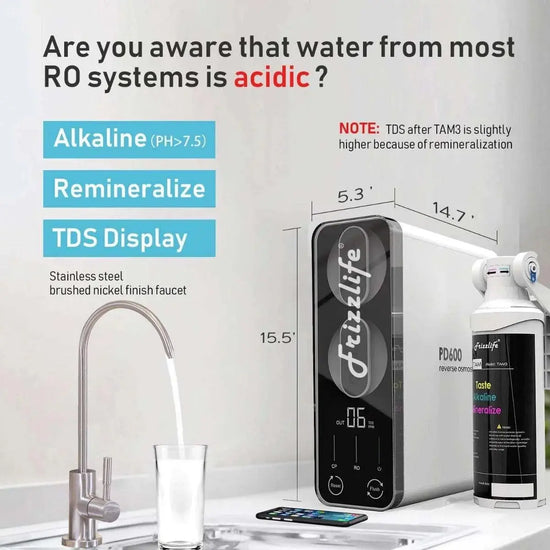 FrizzLife PD600 Reverse Osmosis Alkaline Water Filtration System Frizzlife